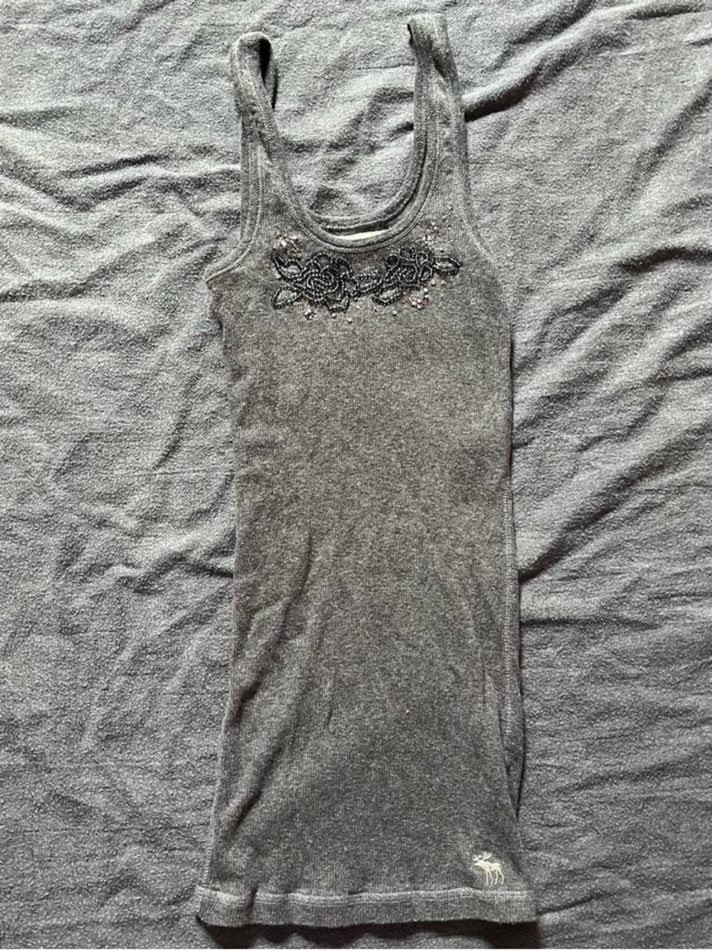 Abercrombie grey tank top with flower beaded.